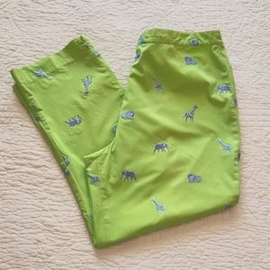 Lilly Pulitzer Zoo Animals Green Capri Crop Pants - Size 8